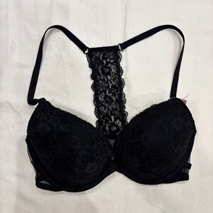 Victoria’s Secret Black Lace Racerback Push-Up Bra 32D